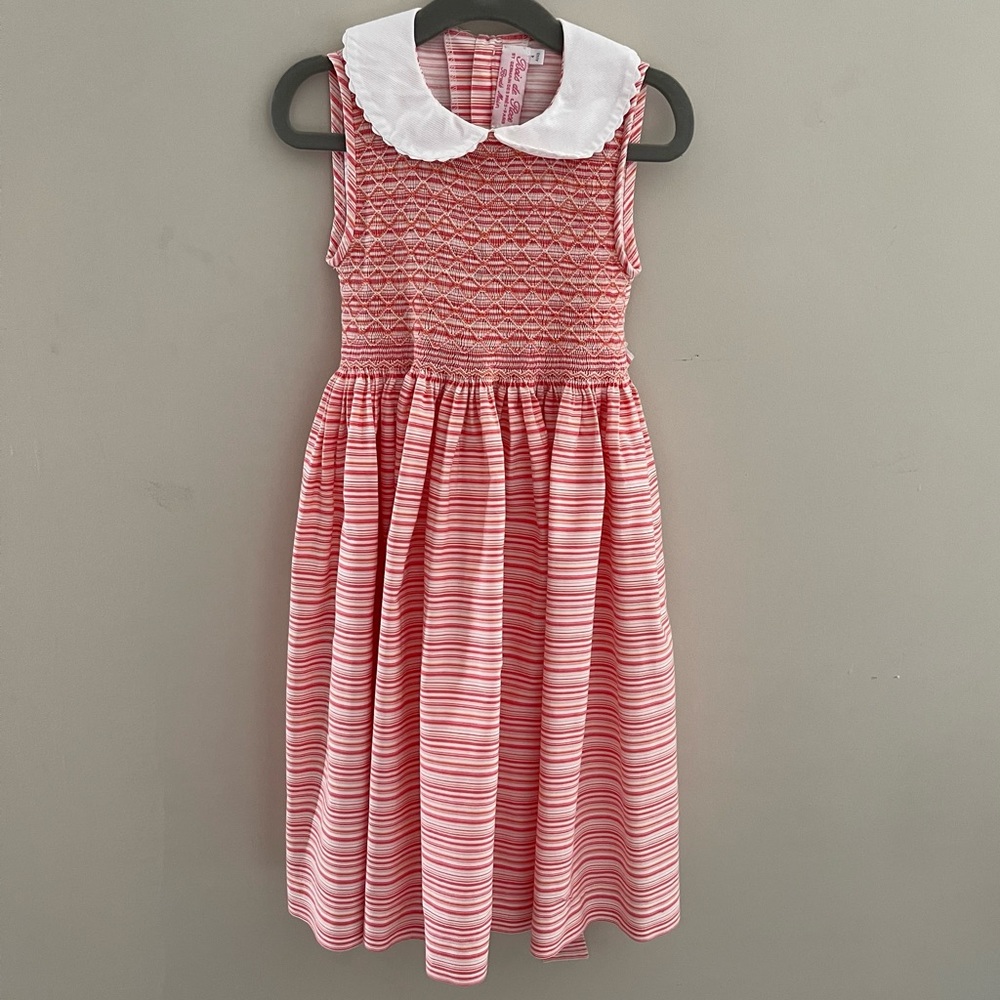 Bois de Rose Girls Orange Striped Smocked Dress Sz 4